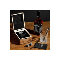 Set 1 pahar de whiskey cu 4 pietre de gheata premium Whiskey Stones, cutie din lemn,  WS03